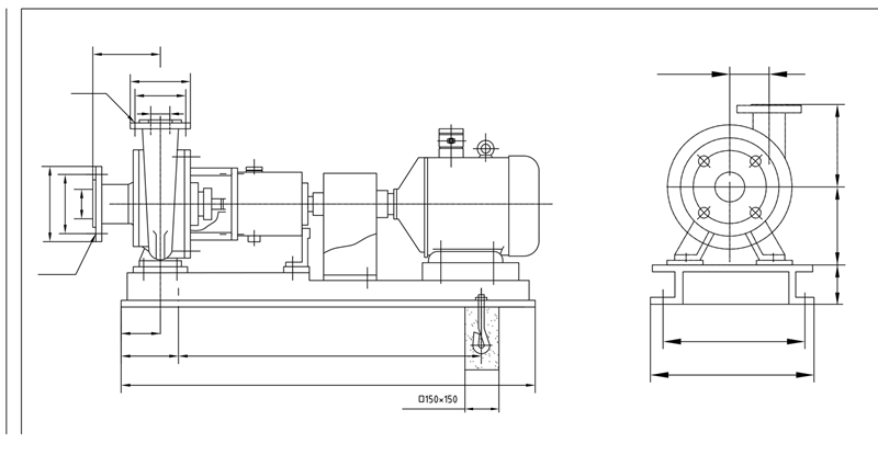 化工混流泵（bèng）SPP25-25-110kw-4外形結構圖