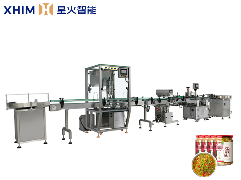 雙（shuāng）頭顆粒（lì）醬灌裝（zhuāng）生產線-自動化醬料灌裝