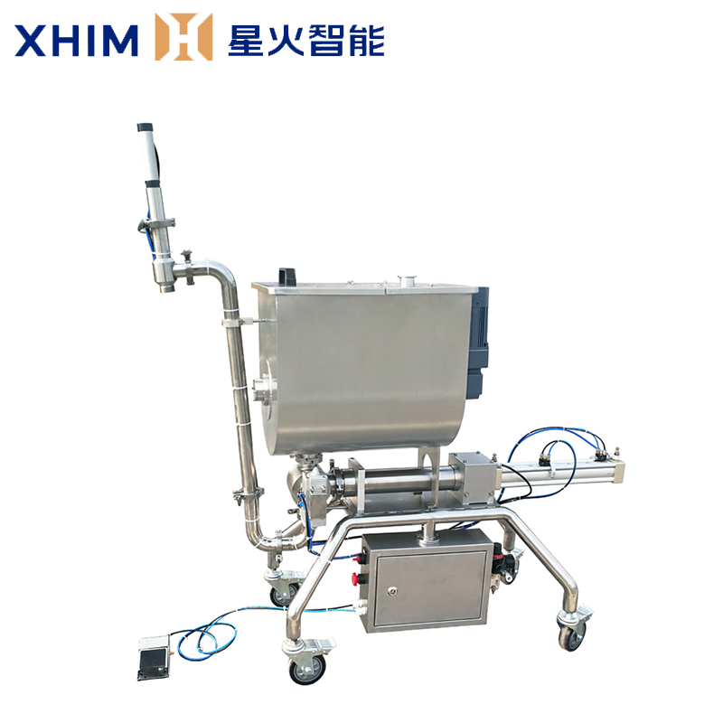 半（bàn）自動醬料（liào）灌裝機-單頭顆粒醬灌裝（zhuāng）機械